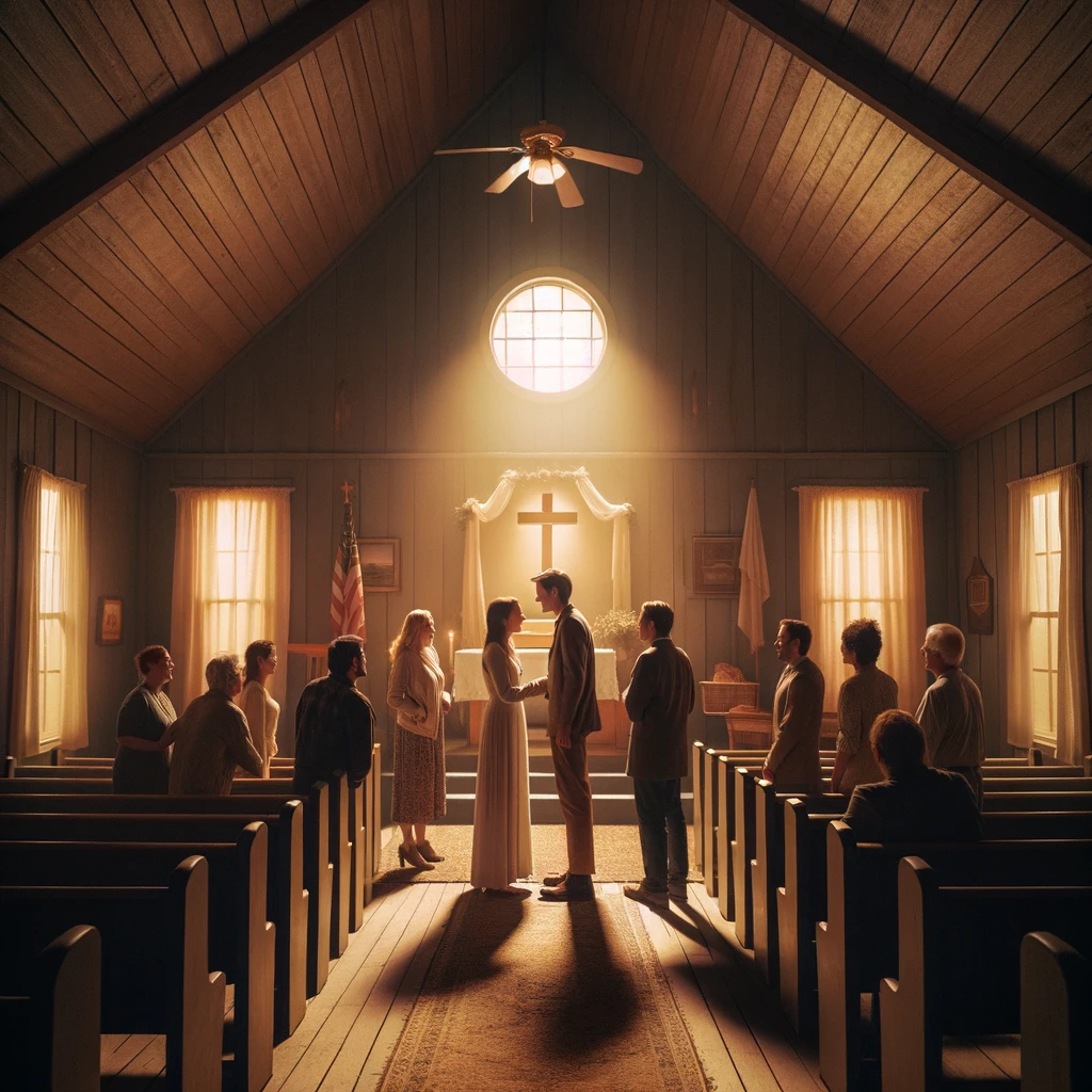 Pariskunta on menossa naimisiin ja pappi vihkii heidät.