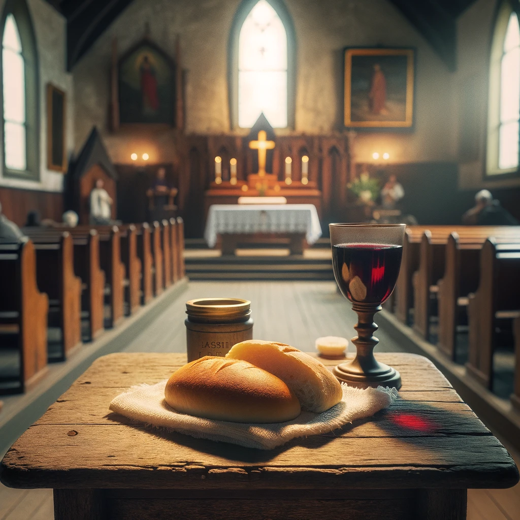 Kuvassa on ehtoollisvälineet siunattavaksi